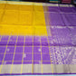 Pure Handloom Soft Silk Saree in Mustard Yellow & Royal Purple with Gold Zari Pallu