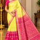 Pure Handloom Soft Silk Saree – Light Lemon Yellow & Rani Pink with Gold Zari