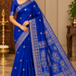 Pure Handloom Royal Blue Soft Silk Saree with Antique Gold Zari Work