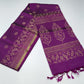 Pure Handloom Soft Silk Saree in Rich Purple with a subtle Magenta undertone with Antique Gold Zari