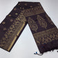 Pure Handloom Soft Silk Saree in Deep Chocolate Brown with Antique Gold Zari