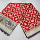 Banarasi Semi Silk Saree- Red with Gold Zari Elephant Motifs and Navy Blue Border