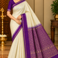 Pure Handloom Soft Silk Saree – Ivory Cream with Royal Purple Zari Pallu