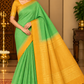 Pure Handloom Soft Silk Saree in Light Parrot Green with Mustard Gold Pallu