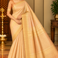 Pure Handloom Soft Silk Saree in Peach Gold with Rich Golden Zari Pallu