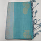 Pure Handloom Soft Silk Borderless Saree in Turquoise Blue with Powder Blue Pallu
