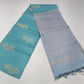 Pure Handloom Soft Silk Borderless Saree in Turquoise Blue with Powder Blue Pallu