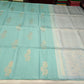 Pure Handloom Soft Silk Borderless Saree in Turquoise Blue with Powder Blue Pallu