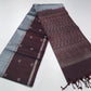 Pure Handloom Soft Silk Saree in Silver Grey and Wine Purple with Intricate Zari Pallu