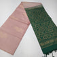 Pure Handloom Soft Silk Saree in Soft Peach with Emerald Green Zari Pallu