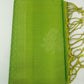 Pure Handloom Soft Silk Borderless Dual- tone Saree in Lime Green with Gold Woven Motifs