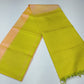 Pure Handloom Soft Silk Saree in Peach with Lime Green Border and Pallu