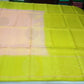 Pure Handloom Soft Silk Saree in Peach with Lime Green Border and Pallu