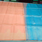 Pure Handloom Soft Silk Saree in Peach with Sky Blue Pallu