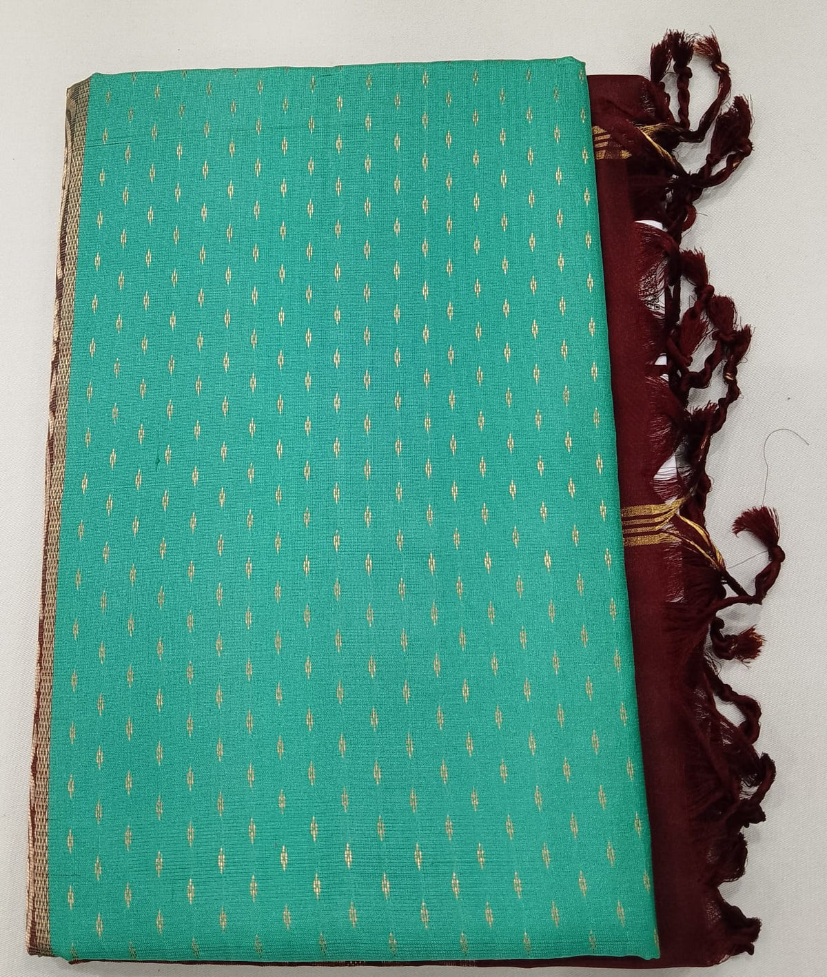 Pure Handloom Soft Silk Saree in Turquoise Teal with Maroon Zari Pallu