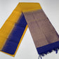 Pure Handloom Soft Silk Saree in Mustard Yellow with Royal Blue Zari Pallu