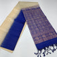 Pure Handloom Soft Silk Saree in Cream Beige with Royal Blue Zari Pallu