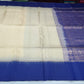 Pure Handloom Soft Silk Saree in Cream Beige with Royal Blue Zari Pallu