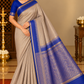 Pure Handloom Soft Silk Saree in Champagne Beige with Royal Blue Zari Pallu