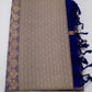Pure Handloom Soft Silk Saree in Champagne Beige with Royal Blue Zari Pallu