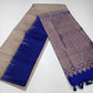 Pure Handloom Soft Silk Saree in Champagne Beige with Royal Blue Zari Pallu