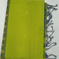 Pure Handloom Soft Silk Saree in Lime Green with Steel Blue Zari Pallu