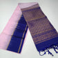 Pure Handloom Soft Silk Saree – Pastel Pink with Royal Blue Zari Pallu