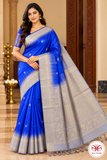 Pure Handloom Soft Silk Saree – Royal Blue with Silver-Taupe Zari Pallu