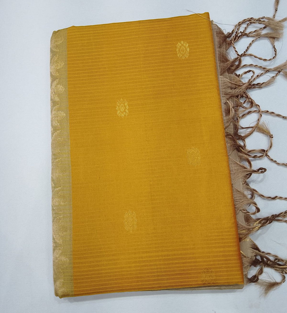 Pure Handloom Soft Silk Saree – Mustard Yellow with Champagne Gold Zari Pallu