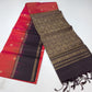 Pure Handloom Soft Silk Saree in Coral Pink with Charcoal Black Zari Pallu