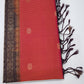 Pure Handloom Soft Silk Saree in Coral Pink with Charcoal Black Zari Pallu