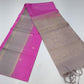 Pure Handloom Soft Silk Rani Pink Saree with Silver-Grey Floral Zari Pallu