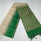Pure Handloom Soft Silk Cream Saree with Emerald Green Zari Border & Rich Pallu