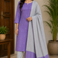 Premium Lavender Cotton Silk Unstitched Salwar Suit with Striped Dupatta