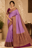 Semi Silk Butta Saree – Lavender Purple with Wine Purple Rich Zari Border & Grand Pallu