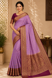 Semi Silk Butta Saree – Lavender Purple with Wine Purple Rich Zari Border & Grand Pallu