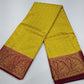 Semi Silk Butta Saree – Mustard Yellow with Wine Purple Rich Zari Border & Grand Pallu