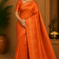 Pure Handloom Soft Silk Saree – Sunset Orange & Magenta Pink Dual Tone