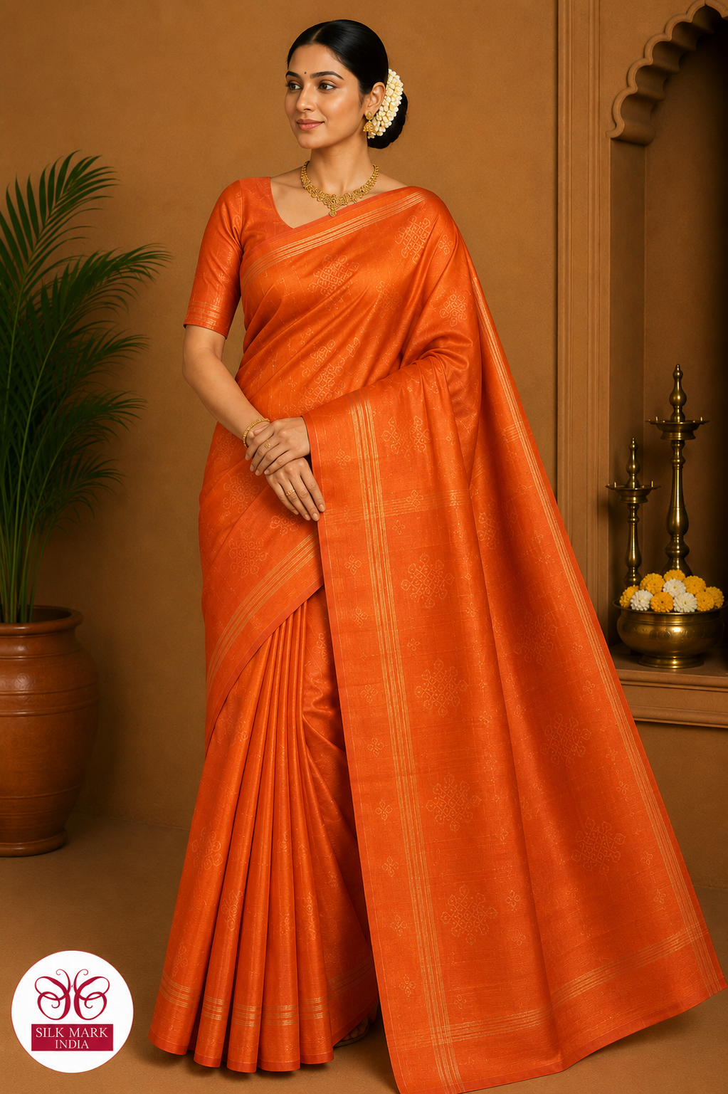 Pure Handloom Soft Silk Saree – Sunset Orange & Magenta Pink Dual Tone