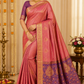 Rasberry Pink with Purple Gold border Kanjivaram Pure Silk Saree