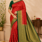 Classic Red with Bottle Green Rich Zari Border & Grand Pallu