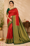 Classic Red with Bottle Green Rich Zari Border & Grand Pallu