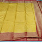 Semi Silk Butta Saree – Golden Yellow with Vermilion Red Rich Zari Border & Grand Pallu